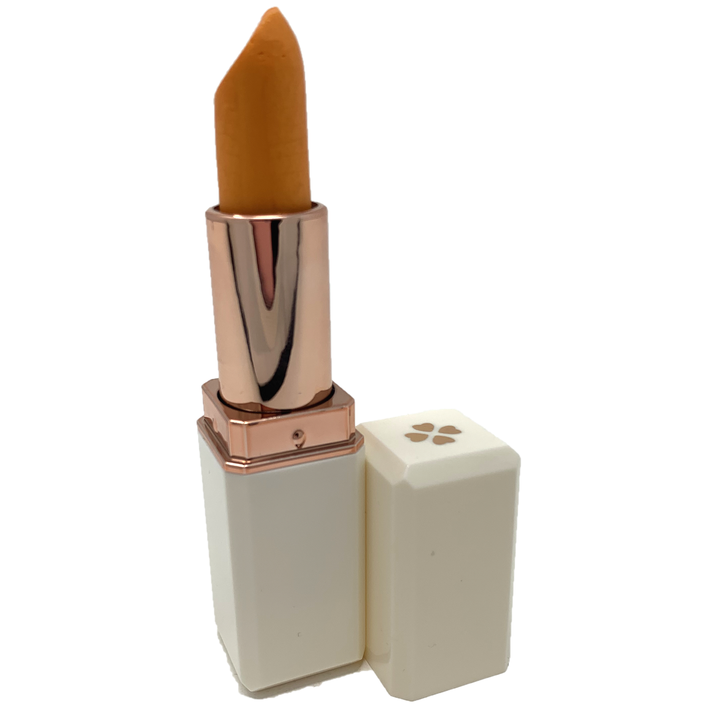 Cocoa Butter Lipstick in elegant white and rose gold packaging for nourishing lip care.