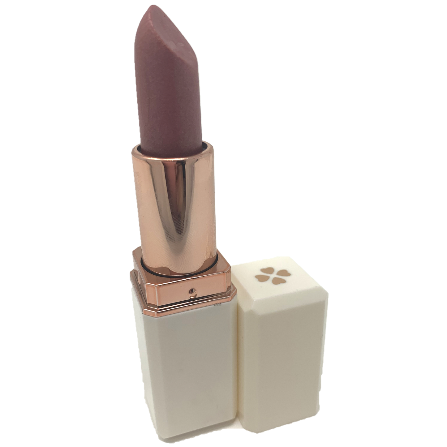 Cocoa Butter Lipstick in elegant white tube with gold accents, providing moisturizing lip protection.