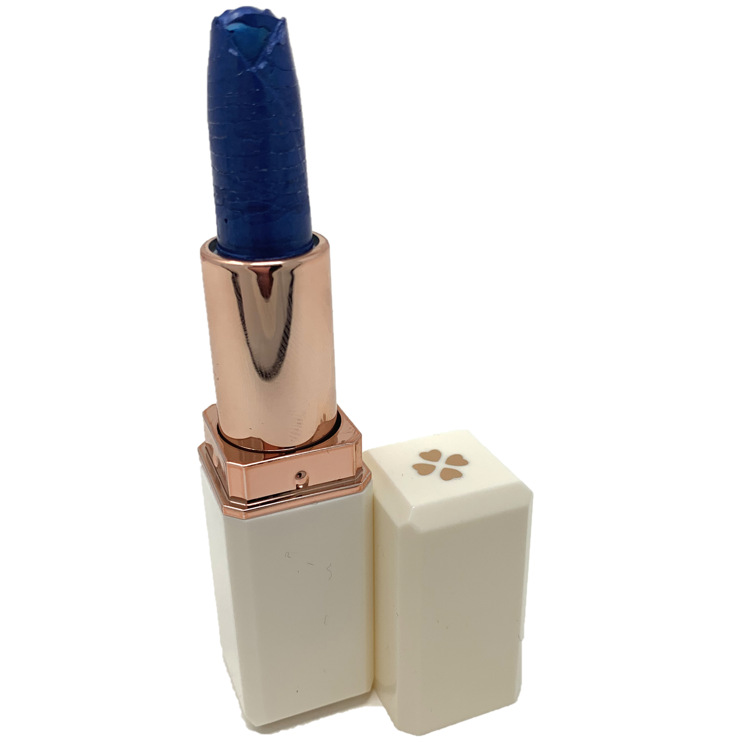 Cocoa Butter Lipstick with elegant moisturizing formula in a white and rose gold case.